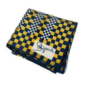 Vintage Elsa Schiaparelli Yellow & Navy Checkerboard Scarf